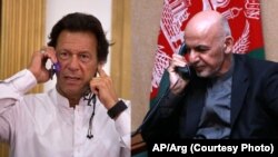 Presiden Afghanistan Ashraf Ghani (kanan) melakukan pembicaraan telepon dengan PM Pakistan Imran Khan (foto: ilustrasi).
