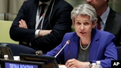 Irina Bokova, la directrice de l'UNESCO, le 12 avril 2016.