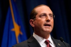 FILE - Health and Human Services Secretary Alex Azar speaks during a news conference on COVID-19 vaccine distribution, Jan. 12, 2021, in Washington.