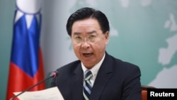 우자오셰 타이완 외교부장이 담화를 발표하고 있다. (자료사진)