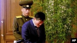 Kim Tong Chol, a U.S. citizen detained in North Korea, is presented to reporters in Pyongyang, North Korea on Friday, March 25, 2016.