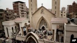 La cathédrale St. George où a eu lieu un attentat à Tanta, Egypte, 9 avril 2017.