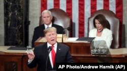 Le président Donald Trump lors de son discours sur l'état de l'Union le mardi 5 février 2019 (Photo AP / Andrew)