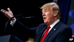 Le président Donald Trump à l'Auditorium South Court du complexe de la Maison Blanche, à Washington, 22 juin 2018.