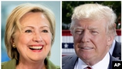 Democratic presidential candidate Hillary Clinton and Republican presidential candidate Donald Trump in 2016 photos.