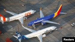 Foto udara memperlihatkan pesawat Gol Airlines, Southwest Airlines dan Alaska Airlines Boeing 737 MAX di fasilitas Boeing di Bandara Internasional Grant County di Moses Lake, Washington, 16 September 2019. (Foto: Reuters / Lindsey Wasson)