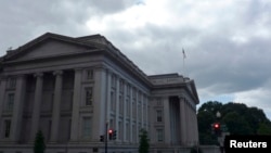 FILE - The U.S. Treasury building in Washington, D.C. 