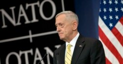 FILE - U.S. Secretary of Defense Jim Mattis speaks during a media conference at NATO headquarters in Brussels, Feb. 16, 2017.