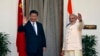 印度总理莫迪在新德里会晤中国国家主席习近平。（2014年9月18日）